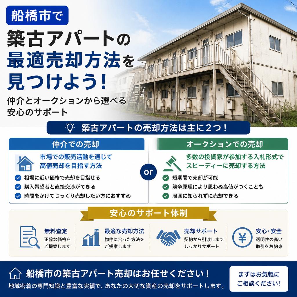 船橋市で築古アパートの売却｜仲介と買取AUC｜選べる売却方法