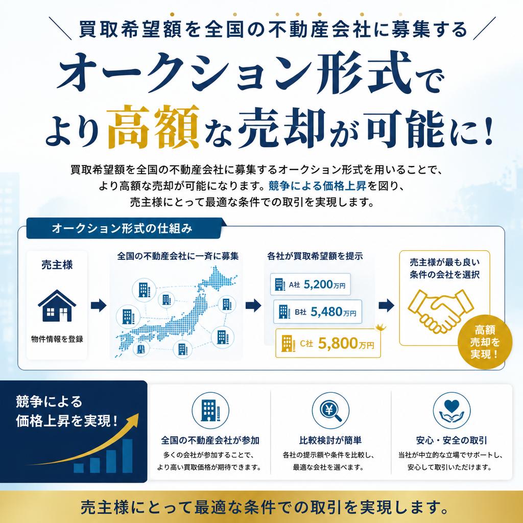 オークション形式による高値売却