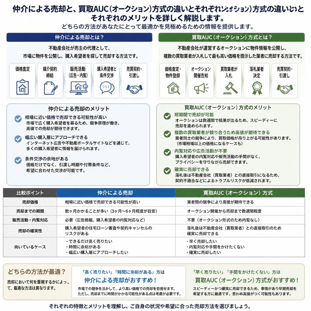 売却方法の選択肢｜仲介と買取AUC