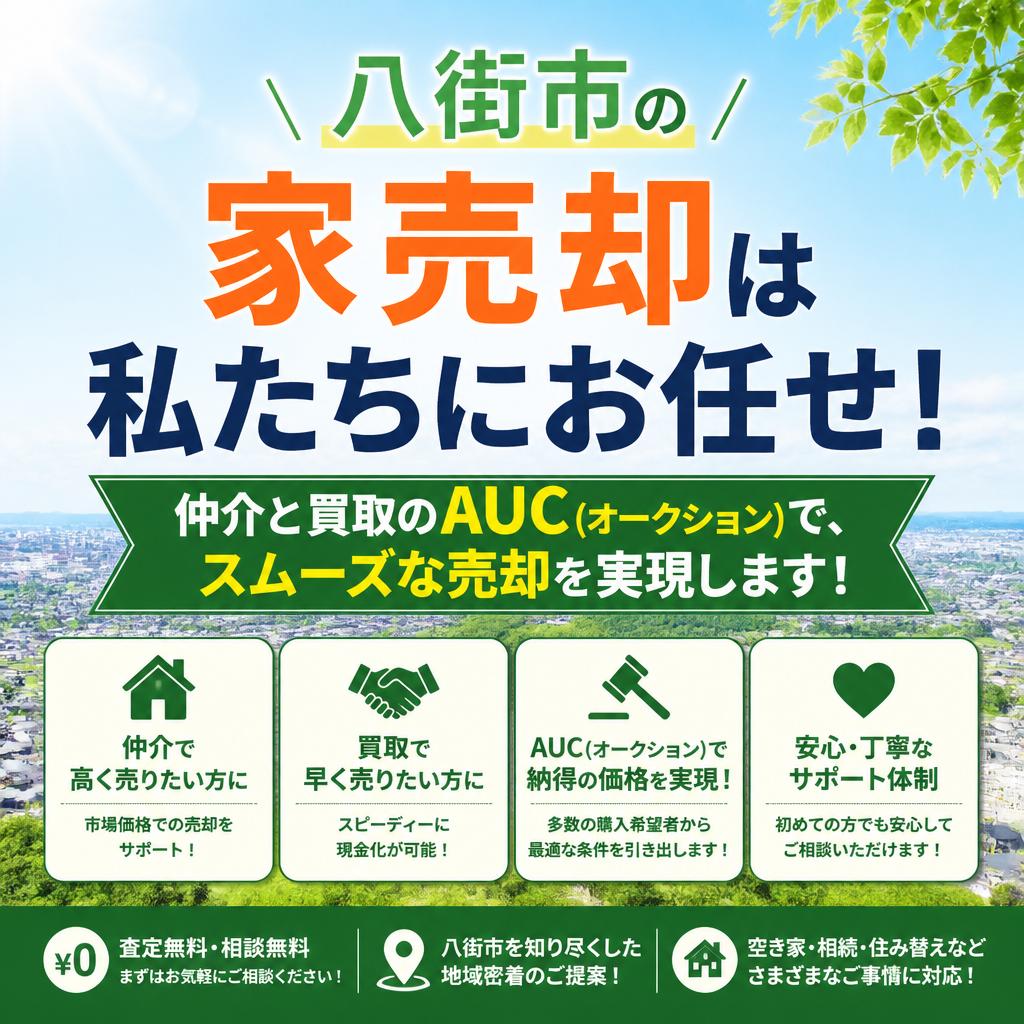 【売却専門】八街市の家売却｜仲介と買取AUC選べる売却｜相続や離婚・資産整理ご相談ください