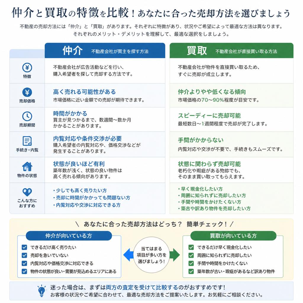 仲介と買取の違い