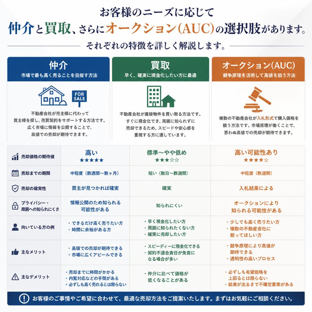 仲介と買取の選べる売却方法