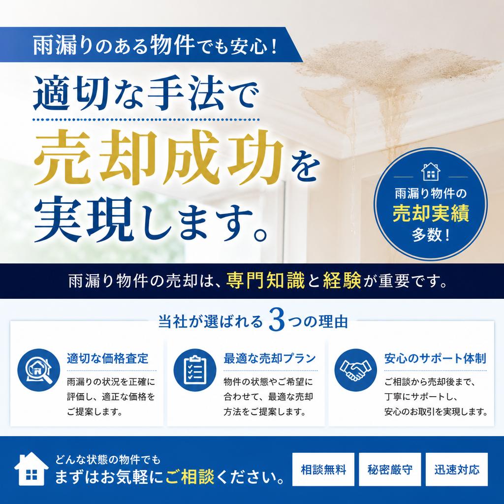 【売却依頼専用】雨漏りのある家の売却｜売れにくい物件はお任せください