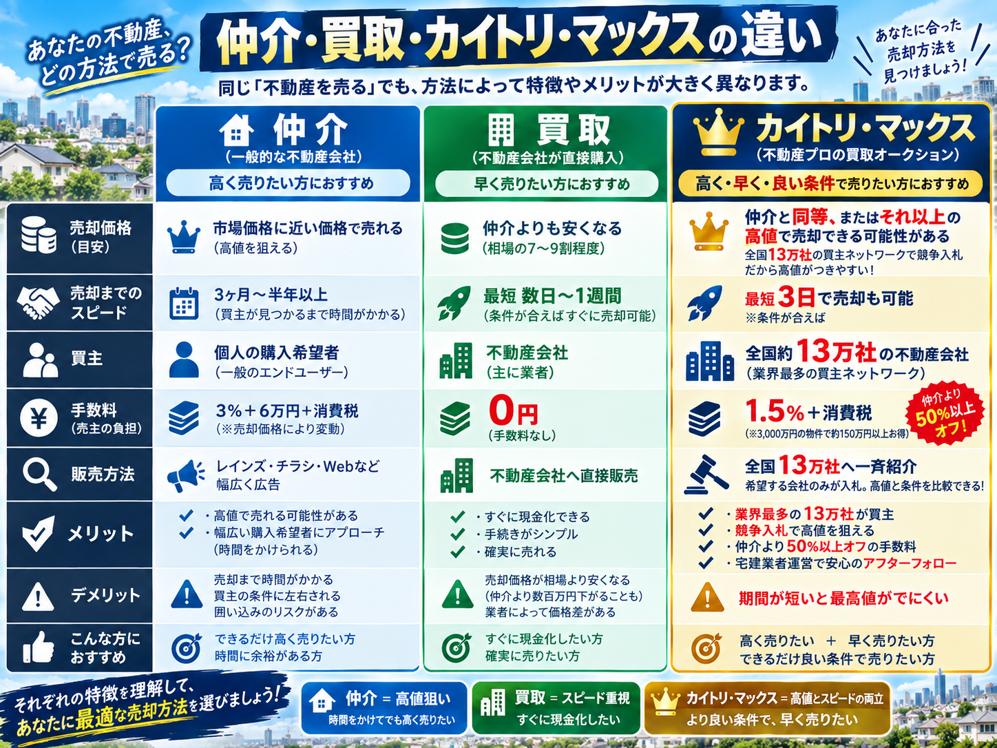 貴方に合う売却方法をお選びください